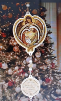 imagem de Adorno Sagrada Família com bolinha craquelada dourada