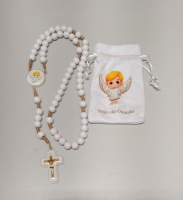 imagem de Terço infantil Anjo da Guarda branco com saquinho