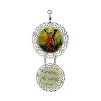 imagem de Adorno Mandala de Porta São Miguel Arcanjo Flor de Madeira 2 Medalhas 22,5 x 10,5